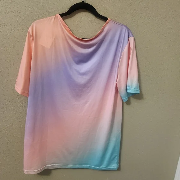 LaMode Purple, Orange, & Green Ombre Women's Top - Picture 5 of 5